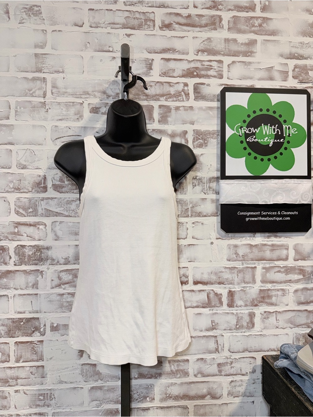 MOTHER White Ribbed Tank Top medium